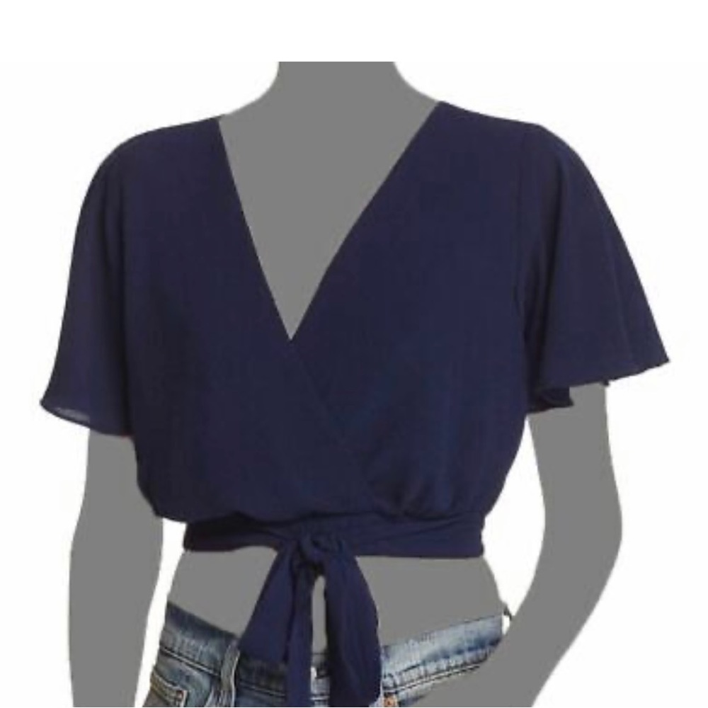 Aqua navy crop top size XS